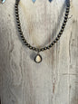 Beaded Necklace with Oval Pendant