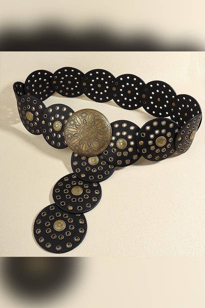 Round Panel Eyelet Western Belts