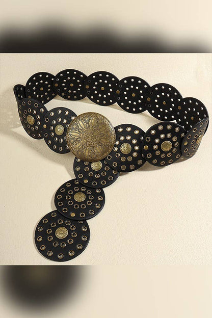 Round Panel Eyelet Western Belts