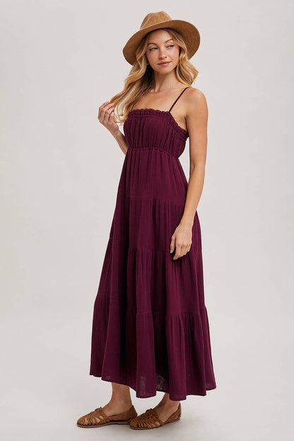 Ruffle Trim Tiered Maxi Sundress