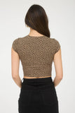 Leopard Print Short Sleeve Cropped Top