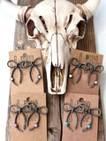 Western Style Coquette Bow with Stone Stud Earrings