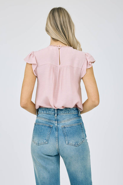 Lace Ruffle Sleeve Blouse