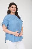 Plus Chambray Yoke Button Down Top