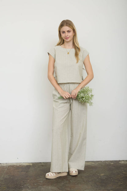 Stripe Linen Short Sleeve Top