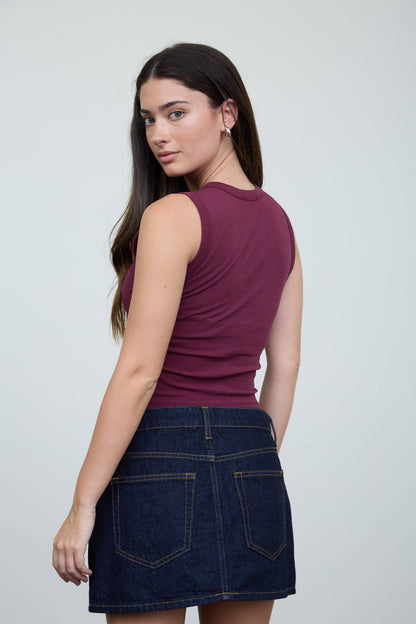 Sleeveless Button Down Knit Top