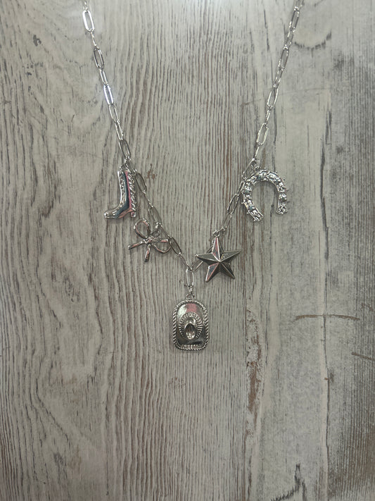 Silver Paperclip Charm Necklace