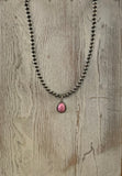 Beaded Necklace with Oval Pendant