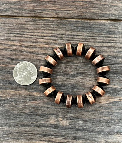 12mm Copper Western Bead Stretch Bracelet