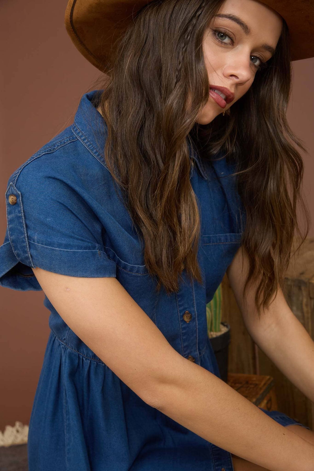 Chambray Button Down Shirt Dress
