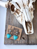Turquoise Stone Western Heart Dangle Drop Earrings