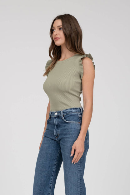 Ruffle Sleeveless Knit Top