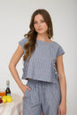 Stripe Linen Short Sleeve Top