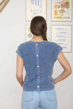 Acid Washed Sleeve Back Button Knit Top
