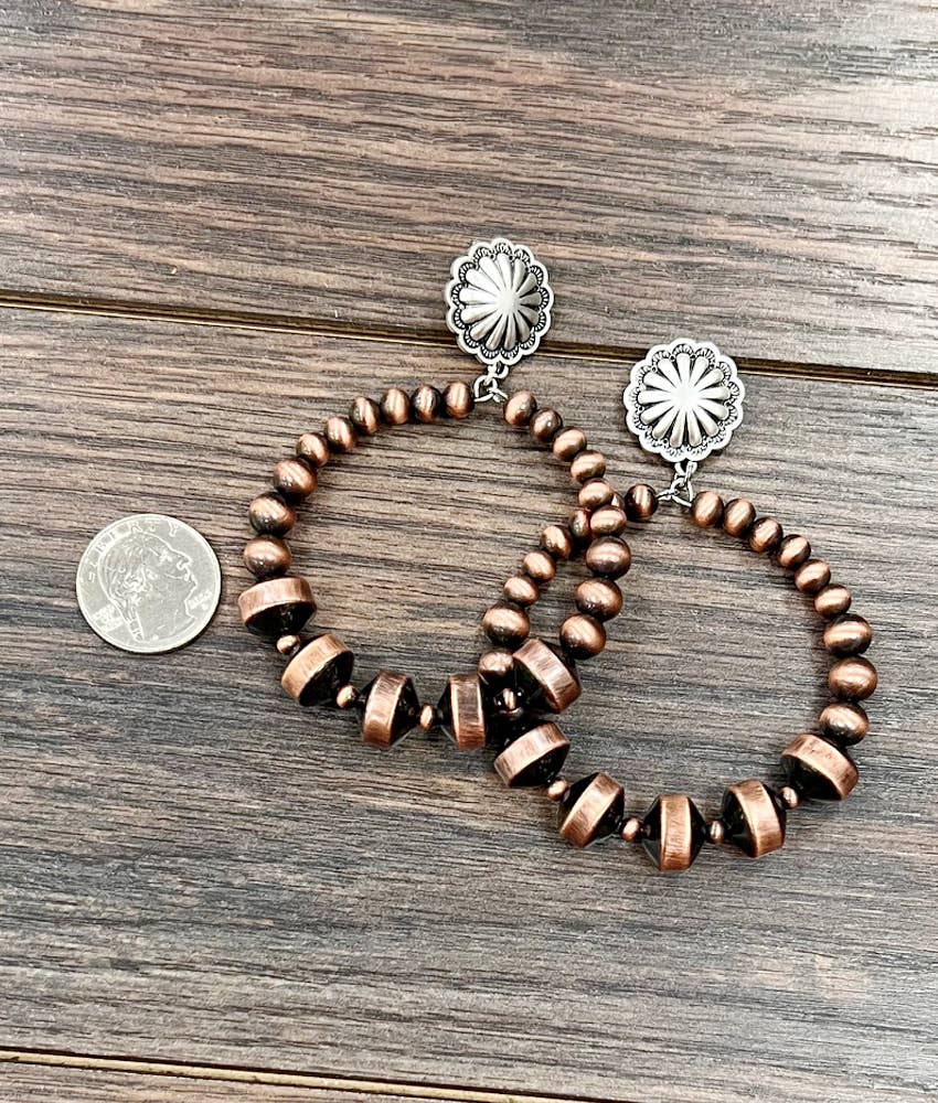 3.5" Graduated Copper Western Earrings