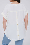 Plus Sprit Neck Back Button Short Sleeve Top