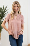 Short Sleeve Lace Trim Blouse