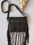 Western Leather Cowhide Fringe Tassel Clutch Crossbody