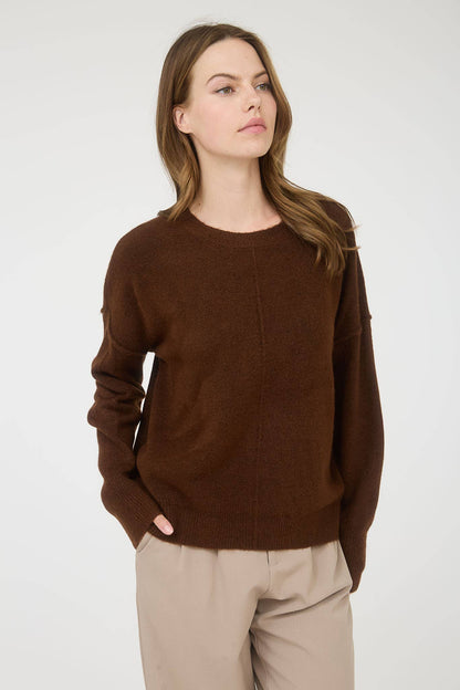 Plus Solid Crewneck Front Seam Sweater