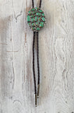 Brown Leather with Multi Stone Oval Pendant Necklace