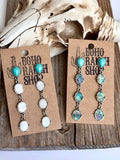 Turquoise Stone & Mother of Pearl 4 Tier Post Drop Earrings