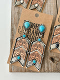 Western Style Turquoise Stone Chevron Dangle Earrings