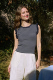 Stripe Ruffle Trim Knit Tank