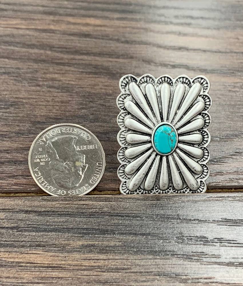 Concho Turquoise, Brass Adjustable Ring
