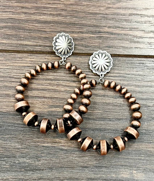 3.5" Graduated Copper Western Earrings