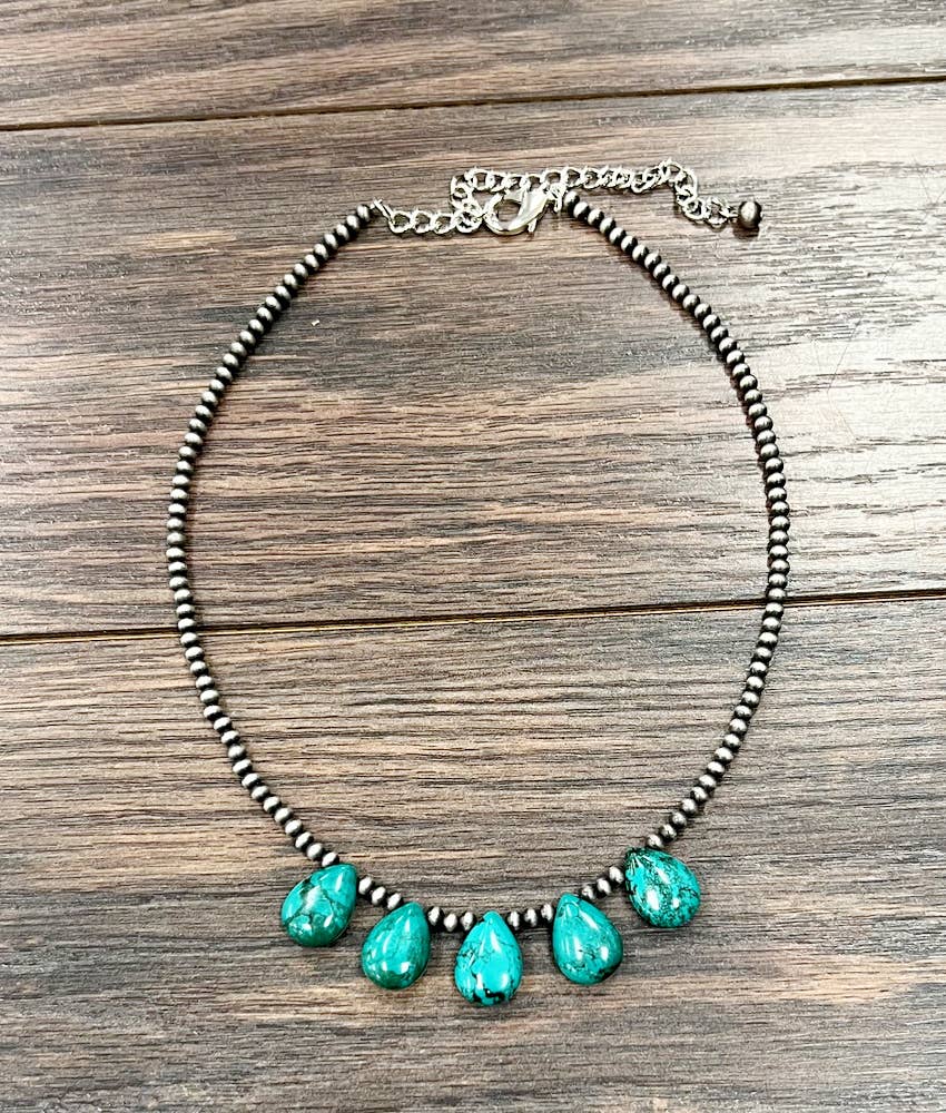 17" Western Drop Turquoise Necklace