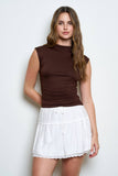 Funnel Neck Scrunch Knit Top