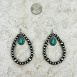 Silver Navajo Pearl with Teardrop Dangle Earrings