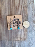 Western Mini Concho Turquoise Stone Dangle Earring