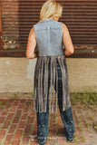 Stone Wash Denim Fringe Denim Vest