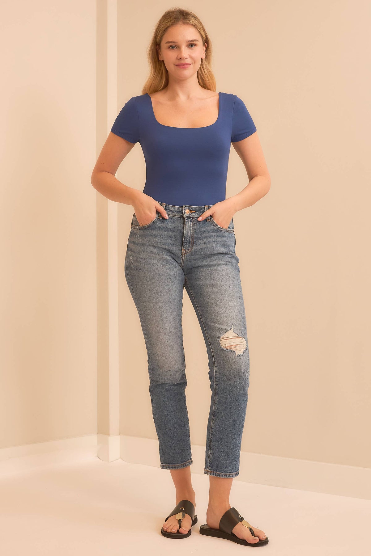 Square Neck Short Sleeve Bodysuit