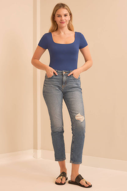 Square Neck Short Sleeve Bodysuit