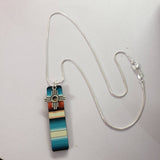 Zia Charm on Teal Serape Print Necklace