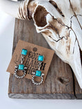 Western Style Pendant with Turquoise Stone Dangle Earrings