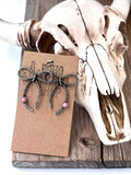 Western Style Coquette Bow with Stone Stud Earrings
