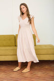 Flutter Sleeve V Neck Smocked Midi Dress