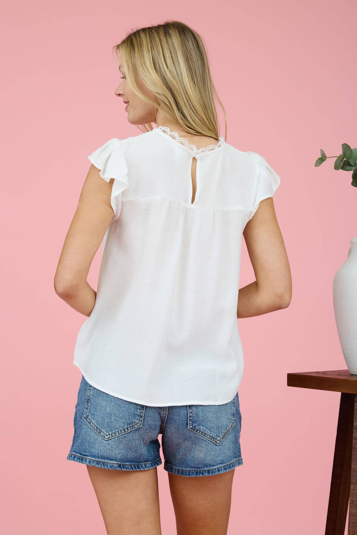 Lace Ruffle Sleeve Blouse