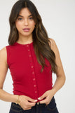 Sleeveless Button Down Knit Top