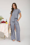Stripe Linen Drawstring Lounge Pants