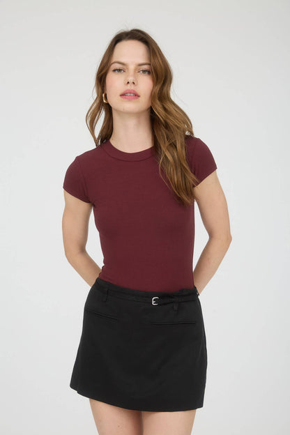 Round Neck Short Sleeve Knit Bodysuit