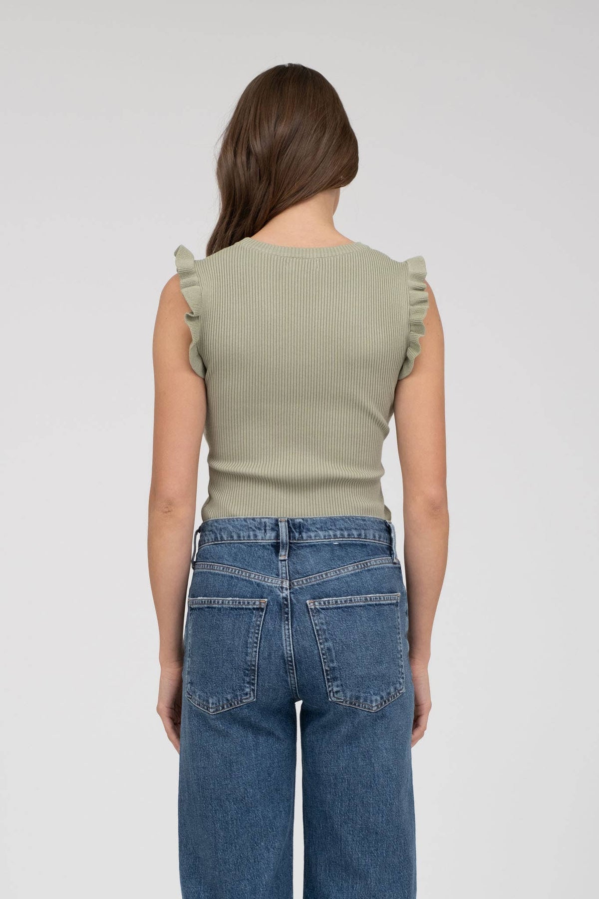 Ruffle Sleeveless Knit Top