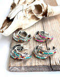 1.5" Seed Bead Open Hoop Earrings