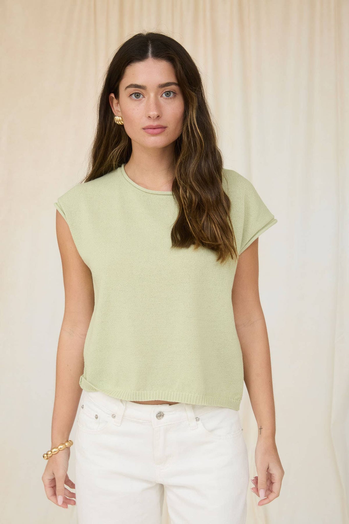 Raw Edge Drop Shoulder Solid Knit