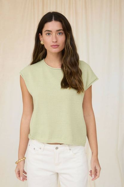 Raw Edge Drop Shoulder Solid Knit
