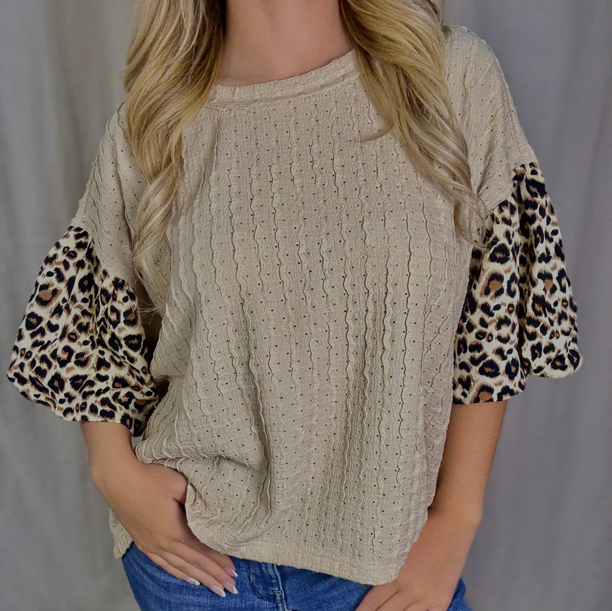 Knit Top w/ Leopard