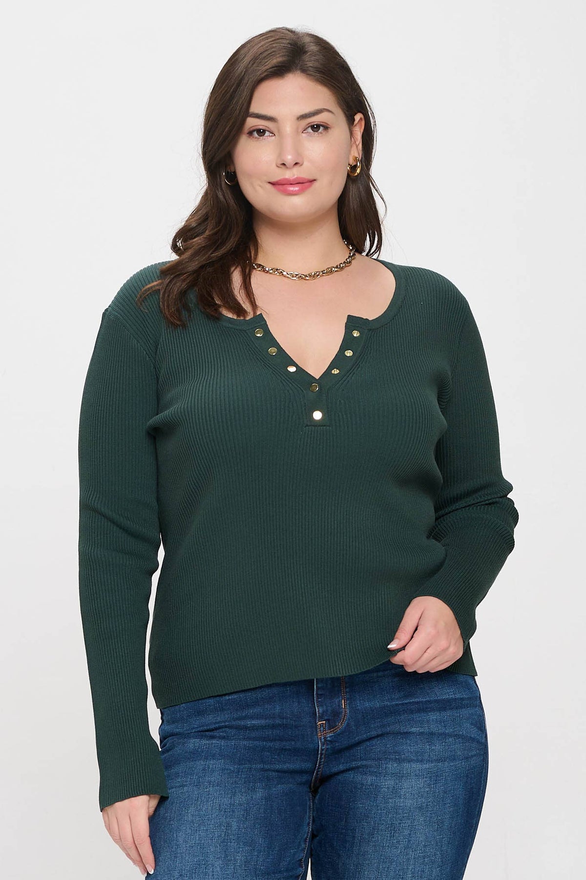 Plus Long Sleeve Henley Top